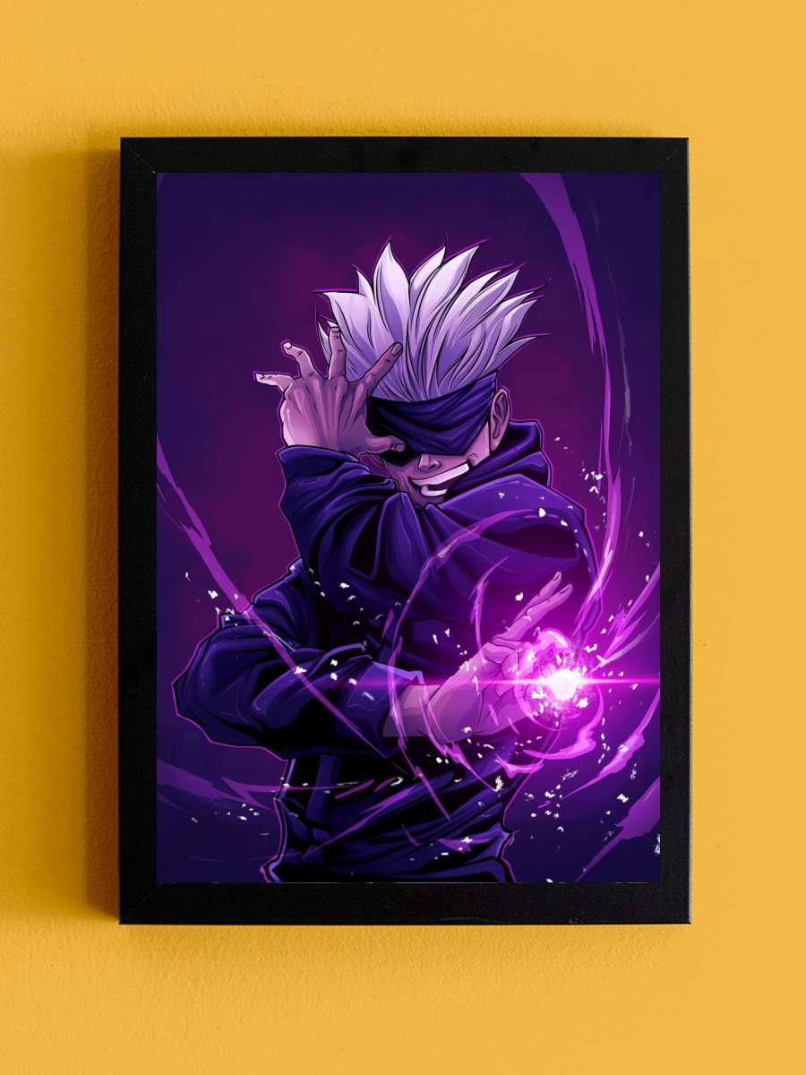satoru gojo purple power Anime Tablo Siyah Çerçeveli Yüksek Kalite Anime Duvar Poster Tablo - En İyi Fiyatlarla