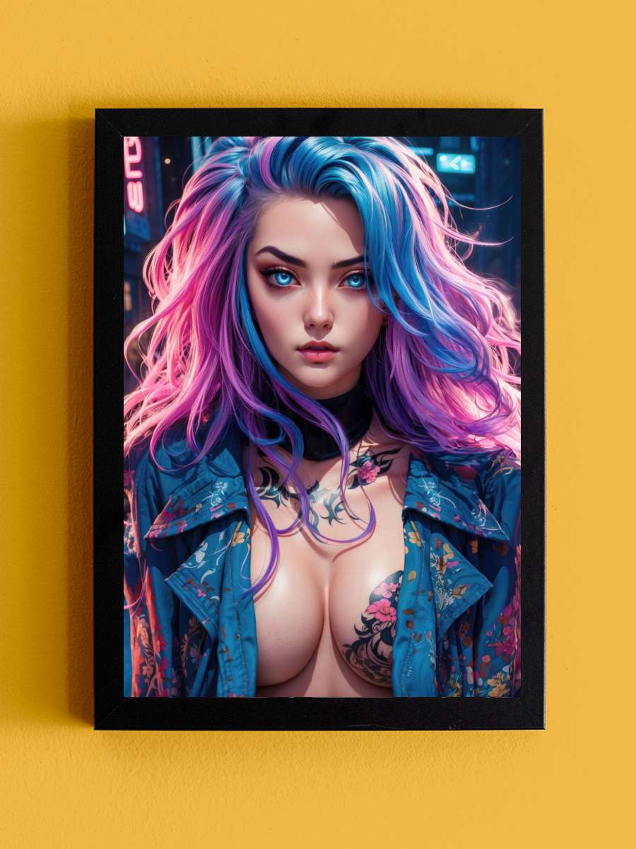 Sexy Cyberpunk Girl Anime Tablo Siyah Çerçeveli Yüksek Kalite Anime Duvar Poster Tablo - En İyi Fiyatlarla