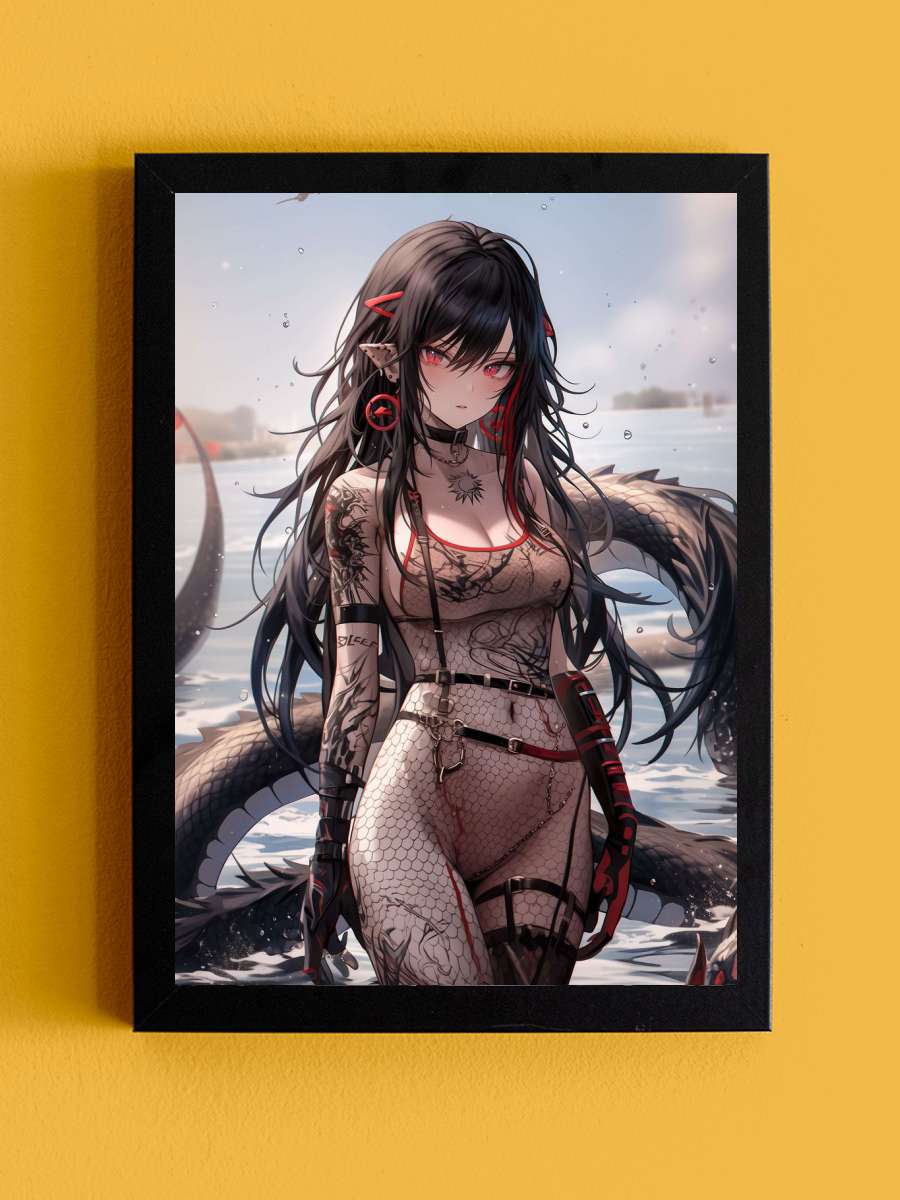 Sexy Dragon Lady Anime Tablo Siyah Çerçeveli Yüksek Kalite Anime Duvar Poster Tablo - En İyi Fiyatlarla