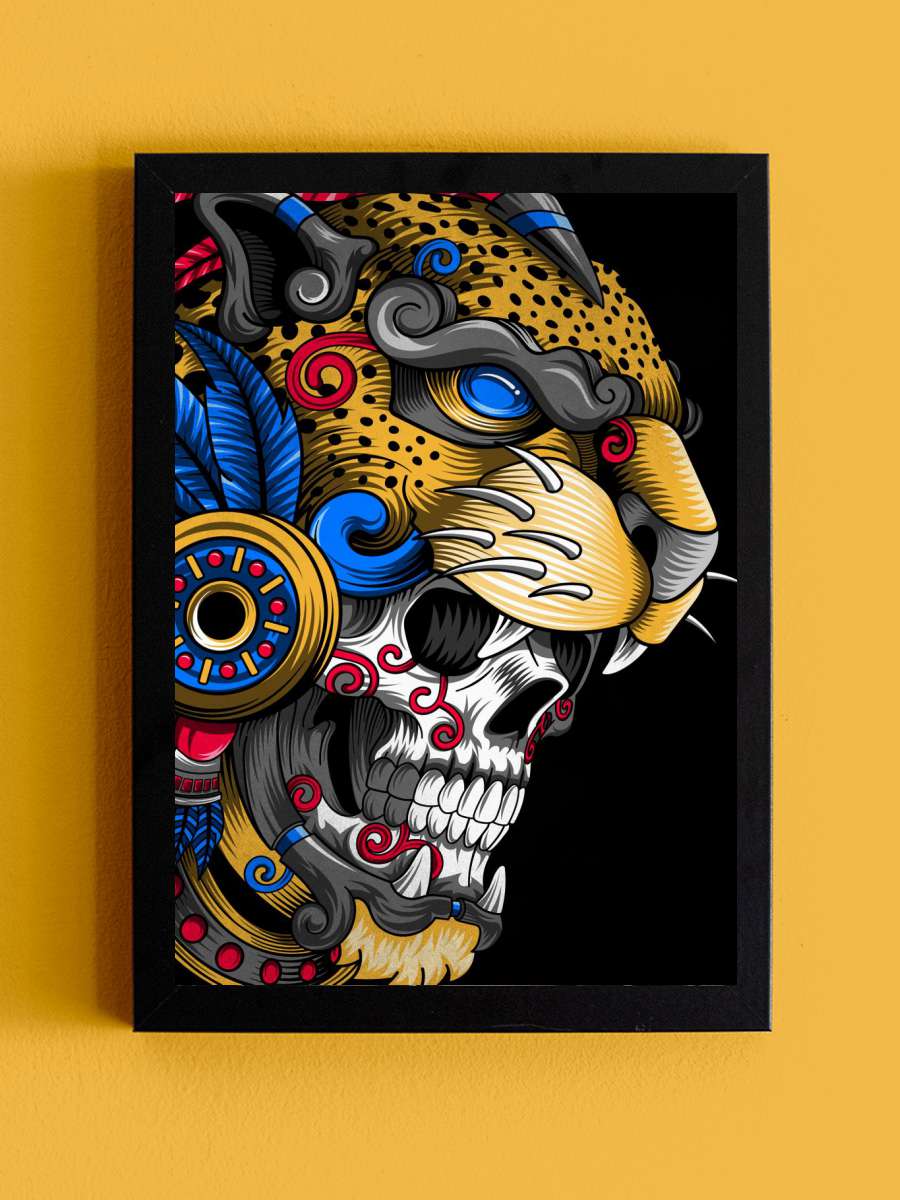 skull warrior aztec Anime Tablo Siyah Çerçeveli Yüksek Kalite Anime Duvar Poster Tablo - En İyi Fiyatlarla