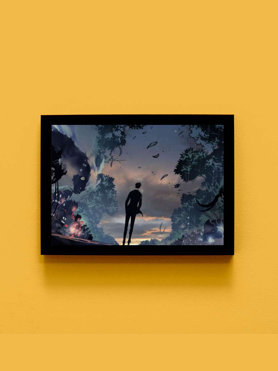 Solo Leveling Jinwoo Anime Tablo Siyah Çerçeveli Yüksek Kalite Anime Duvar Poster Tablo - En İyi Fiyatlarla