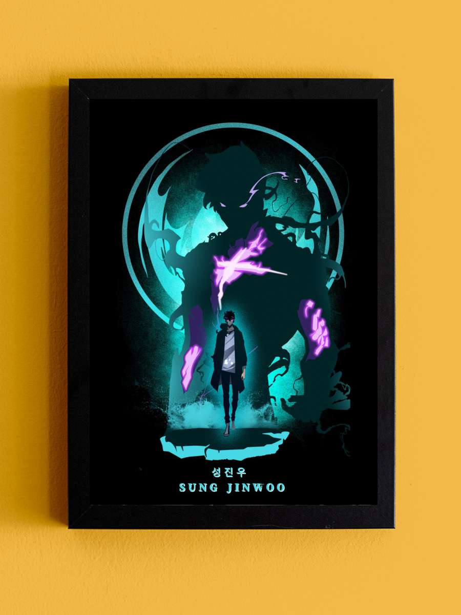 Solo Leveling Sung Jinwoo Anime Tablo Siyah Çerçeveli Yüksek Kalite Anime Duvar Poster Tablo - En İyi Fiyatlarla