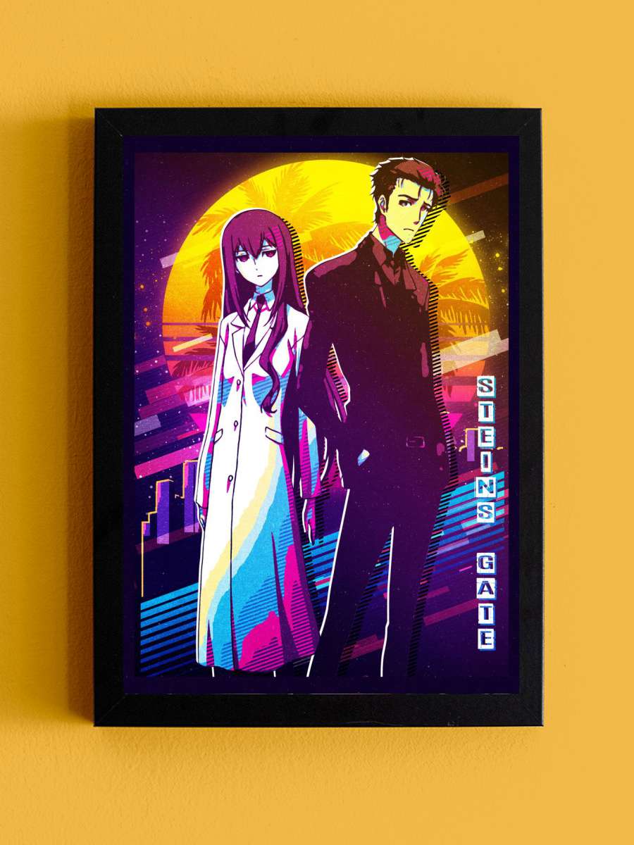 Stein Gate retro Anime Tablo Siyah Çerçeveli Yüksek Kalite Anime Duvar Poster Tablo - En İyi Fiyatlarla