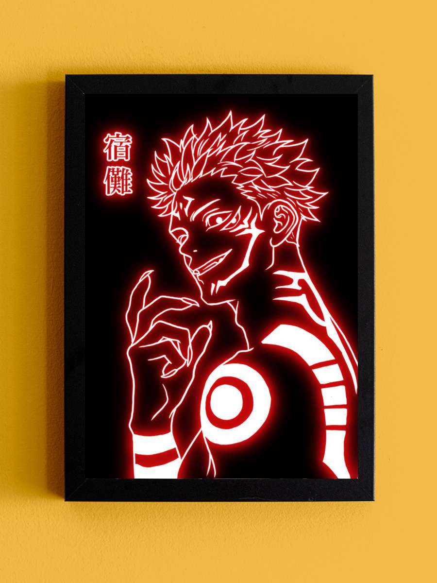 Sukuna Neon art Anime Tablo Siyah Çerçeveli Yüksek Kalite Anime Duvar Poster Tablo - En İyi Fiyatlarla