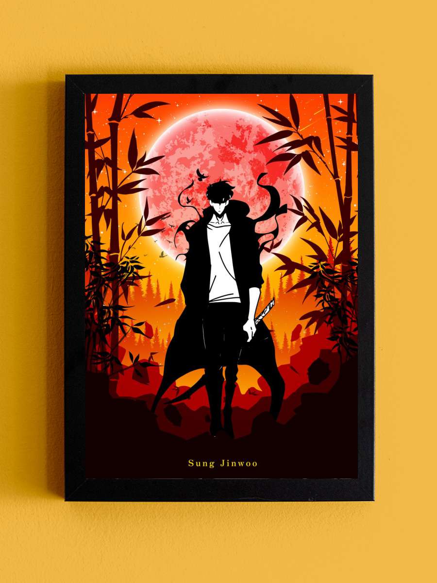 Sung Jinwoo Solo Leveling Anime Tablo Siyah Çerçeveli Yüksek Kalite Anime Duvar Poster Tablo - En İyi Fiyatlarla