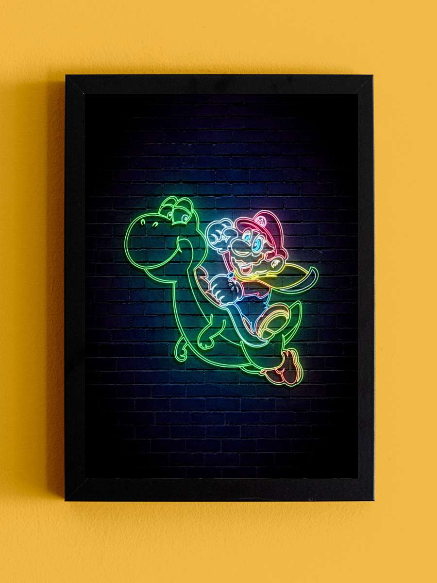 Super Mario Yoshi Anime Tablo Siyah Çerçeveli Yüksek Kalite Anime Duvar Poster Tablo - En İyi Fiyatlarla