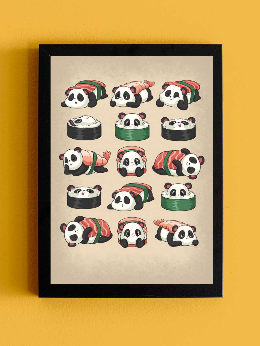 Sushi Pandas Anime Tablo Siyah Çerçeveli Yüksek Kalite Anime Duvar Poster Tablo - En İyi Fiyatlarla