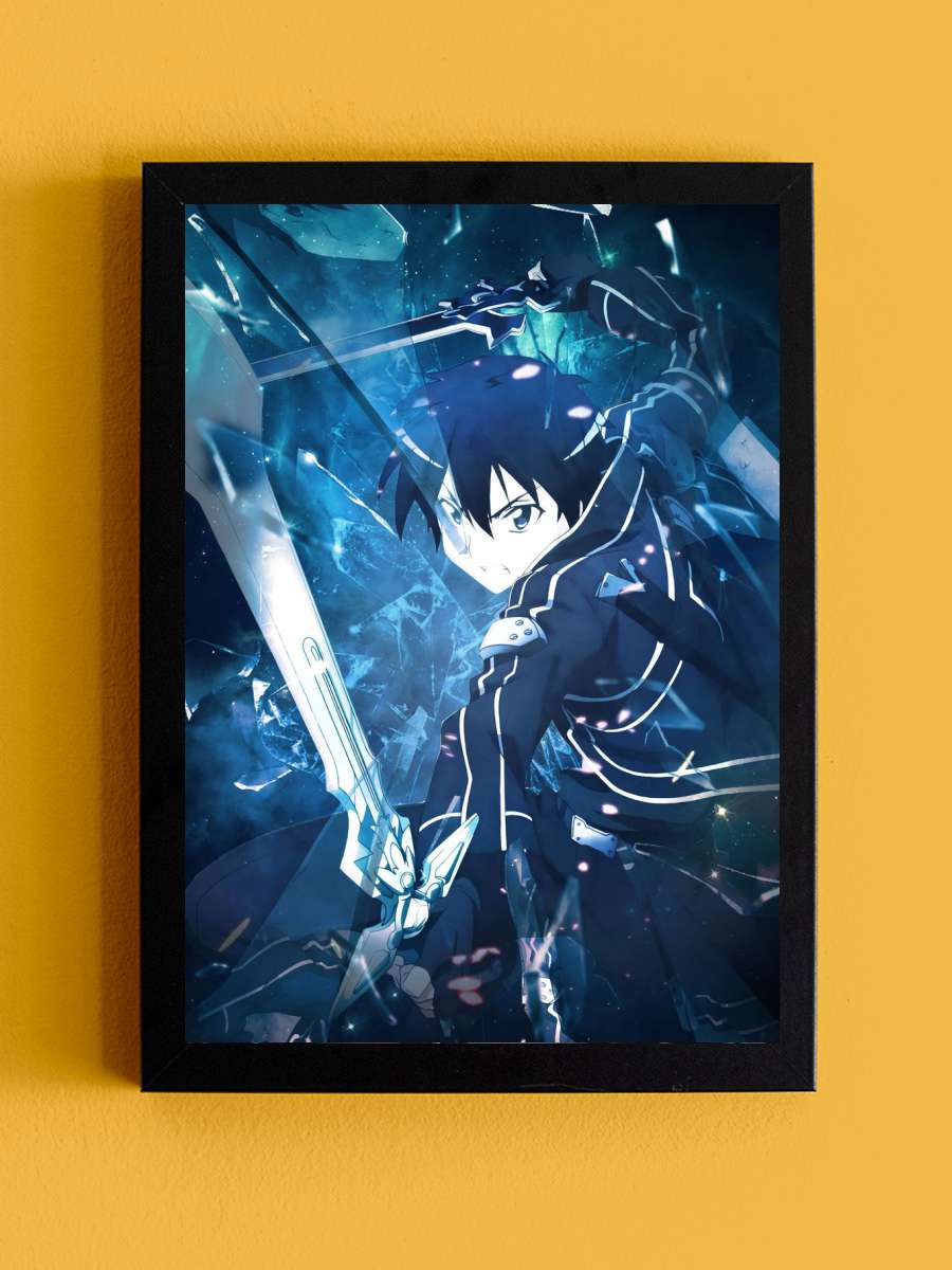 Sword Art Online Kirito Anime Tablo Siyah Çerçeveli Yüksek Kalite Anime Duvar Poster Tablo - En İyi Fiyatlarla