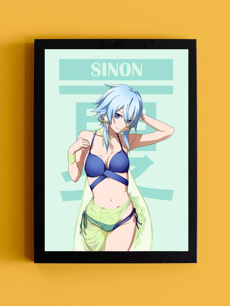 Sword Art Online Sinon Anime Tablo Siyah Çerçeveli Yüksek Kalite Anime Duvar Poster Tablo - En İyi Fiyatlarla