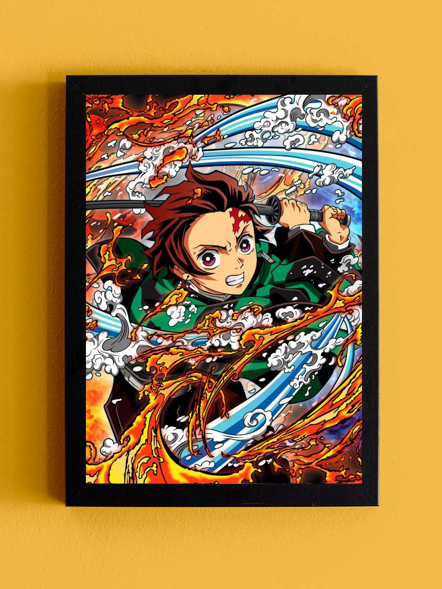 Tanjiro Demon Slayer Anime Tablo Siyah Çerçeveli Yüksek Kalite Anime Duvar Poster Tablo - En İyi Fiyatlarla