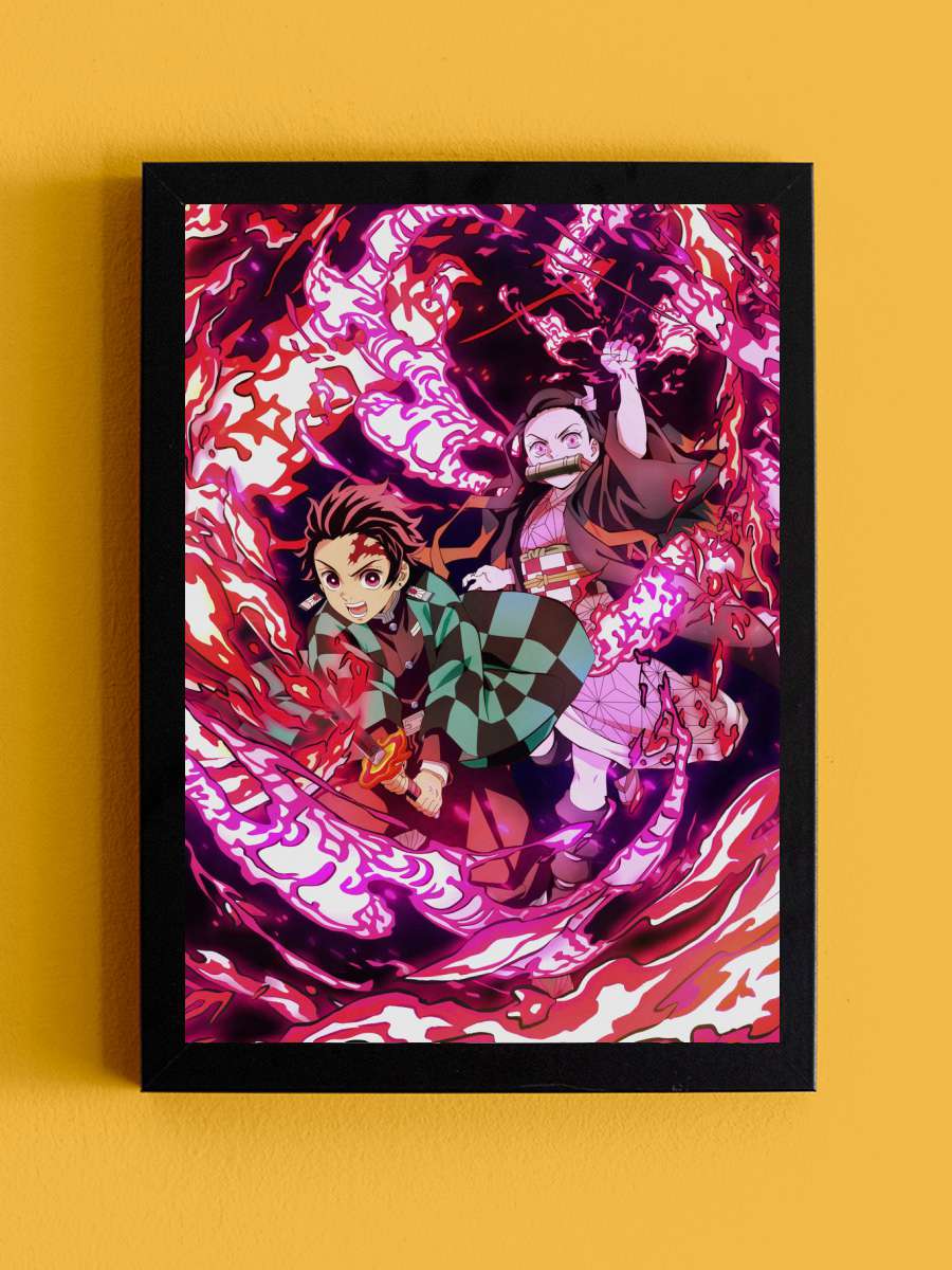tanjirou Anime Tablo Siyah Çerçeveli Yüksek Kalite Anime Duvar Poster Tablo - En İyi Fiyatlarla