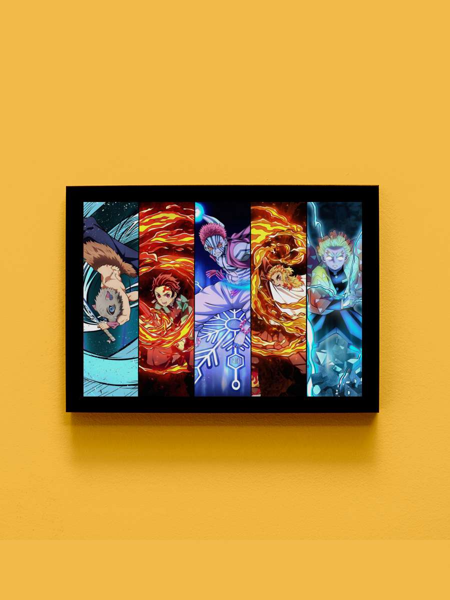 tanjirou Anime Tablo Siyah Çerçeveli Yüksek Kalite Anime Duvar Poster Tablo - En İyi Fiyatlarla