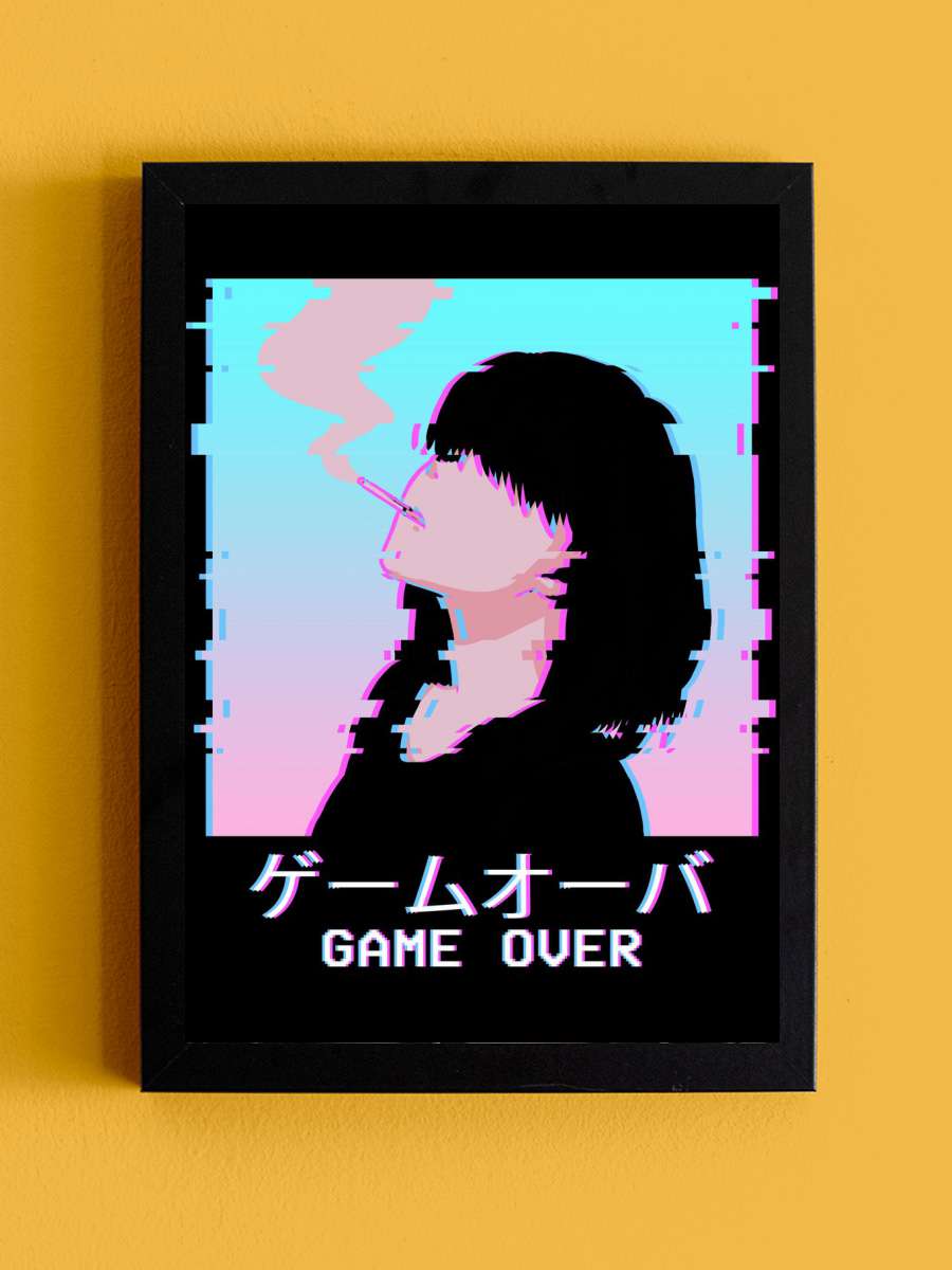 Waifu Anime Girl Smoking Anime Tablo Siyah Çerçeveli Yüksek Kalite Anime Duvar Poster Tablo - En İyi Fiyatlarla