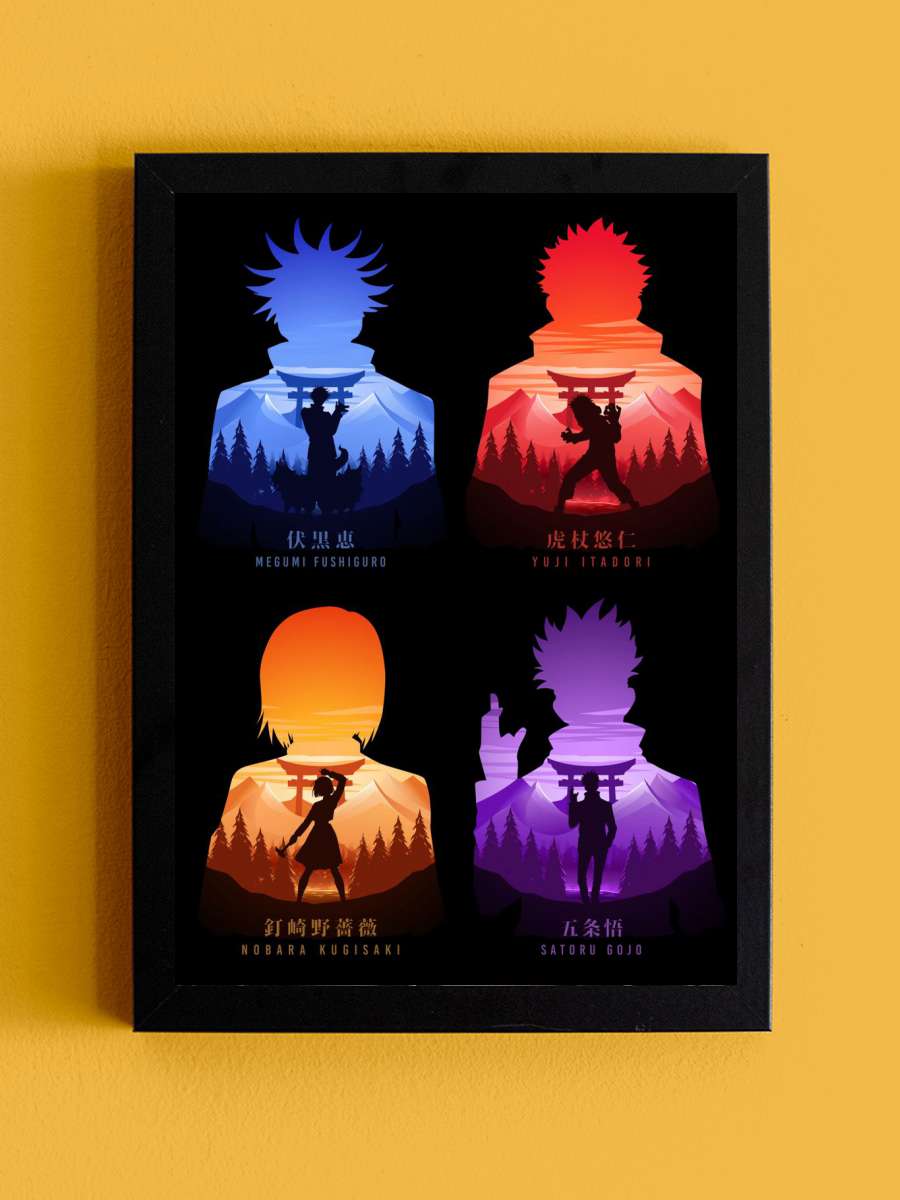 Yuji Megumi Nobara Gojo Anime Tablo Siyah Çerçeveli Yüksek Kalite Anime Duvar Poster Tablo - En İyi Fiyatlarla