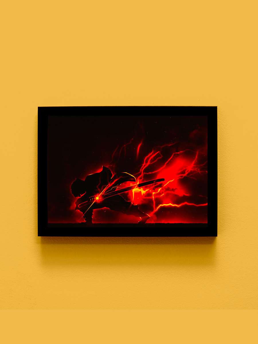 Zenitsu Agatsuma Anime Tablo Siyah Çerçeveli Yüksek Kalite Anime Duvar Poster Tablo - En İyi Fiyatlarla