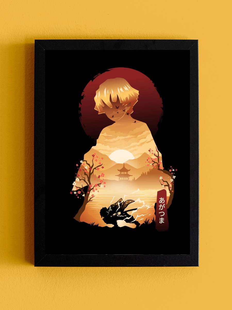 zenitsu ukiyoe Anime Tablo Siyah Çerçeveli Yüksek Kalite Anime Duvar Poster Tablo - En İyi Fiyatlarla