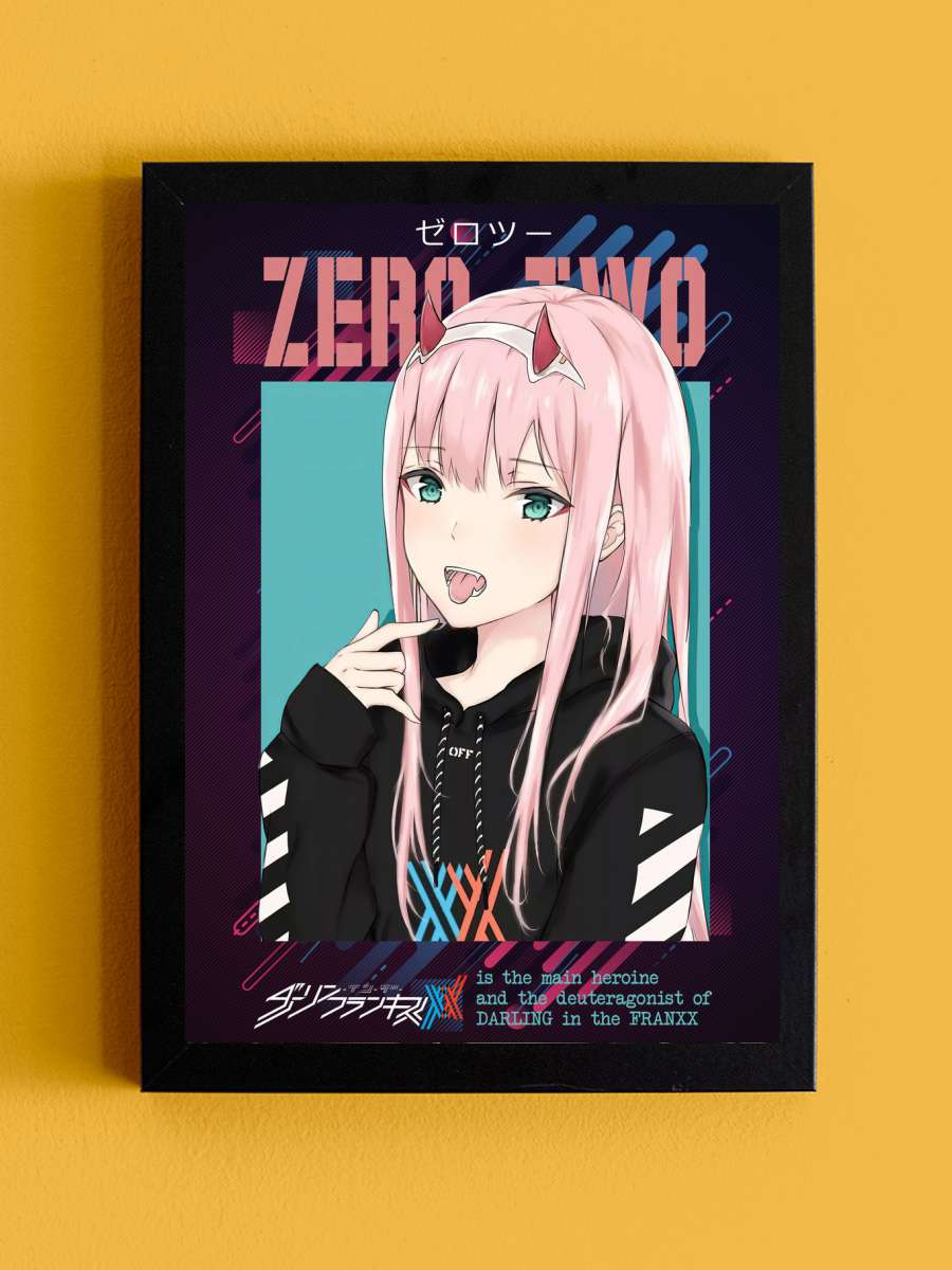 Zero Two Anime Tablo Siyah Çerçeveli Yüksek Kalite Anime Duvar Poster Tablo - En İyi Fiyatlarla